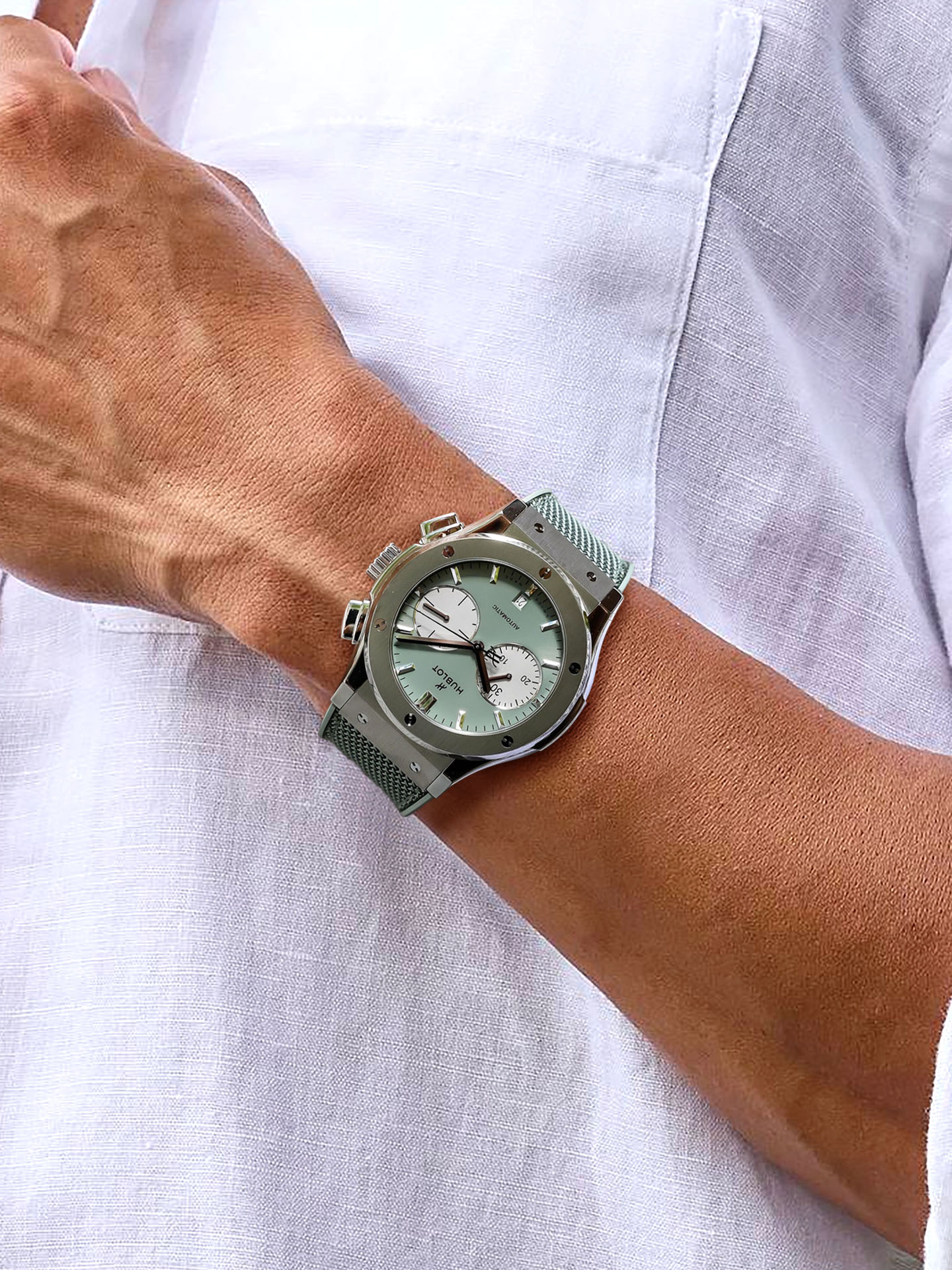 Hublot_經典融合系列鼠尾草綠鈦金計時碼錶NTD382000  (3)